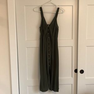 Green button up midi dress